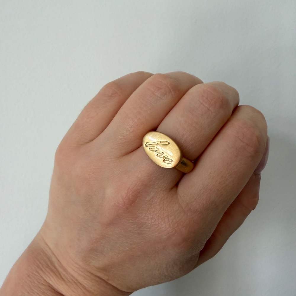 Gold 'Love' Engraved Ring